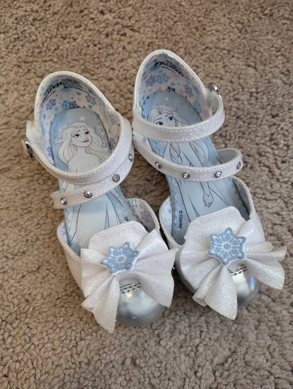 Disney Frozen Elsa Glitter Princess Heels Dress Costume Shoes Snowflake Size 9